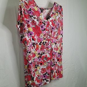 George ..floral casual top, polyester, cap sleeves